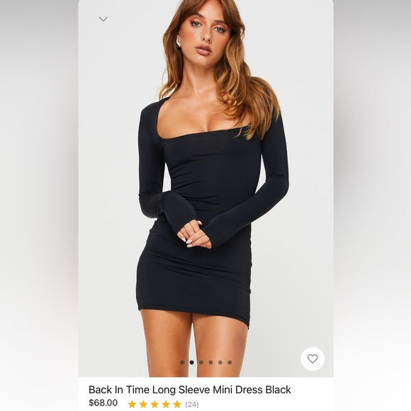 Princess Polly Back In Time Long Sleeve Mini Dress Black - Size 6 - Picture 5 of 5